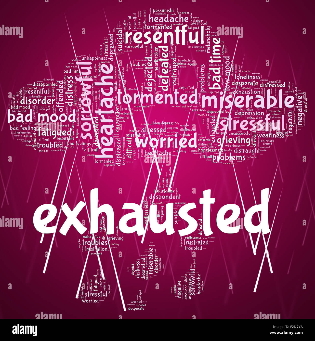 Exhausted Word Meaning Worn Out And Shattered Stock Photo - Alamy