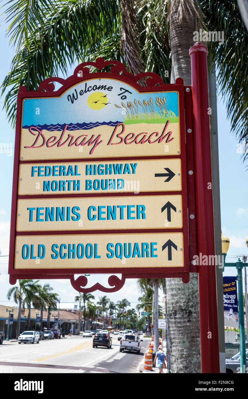 Florida FL South Delray Beach sign Atlantic Avenue directions