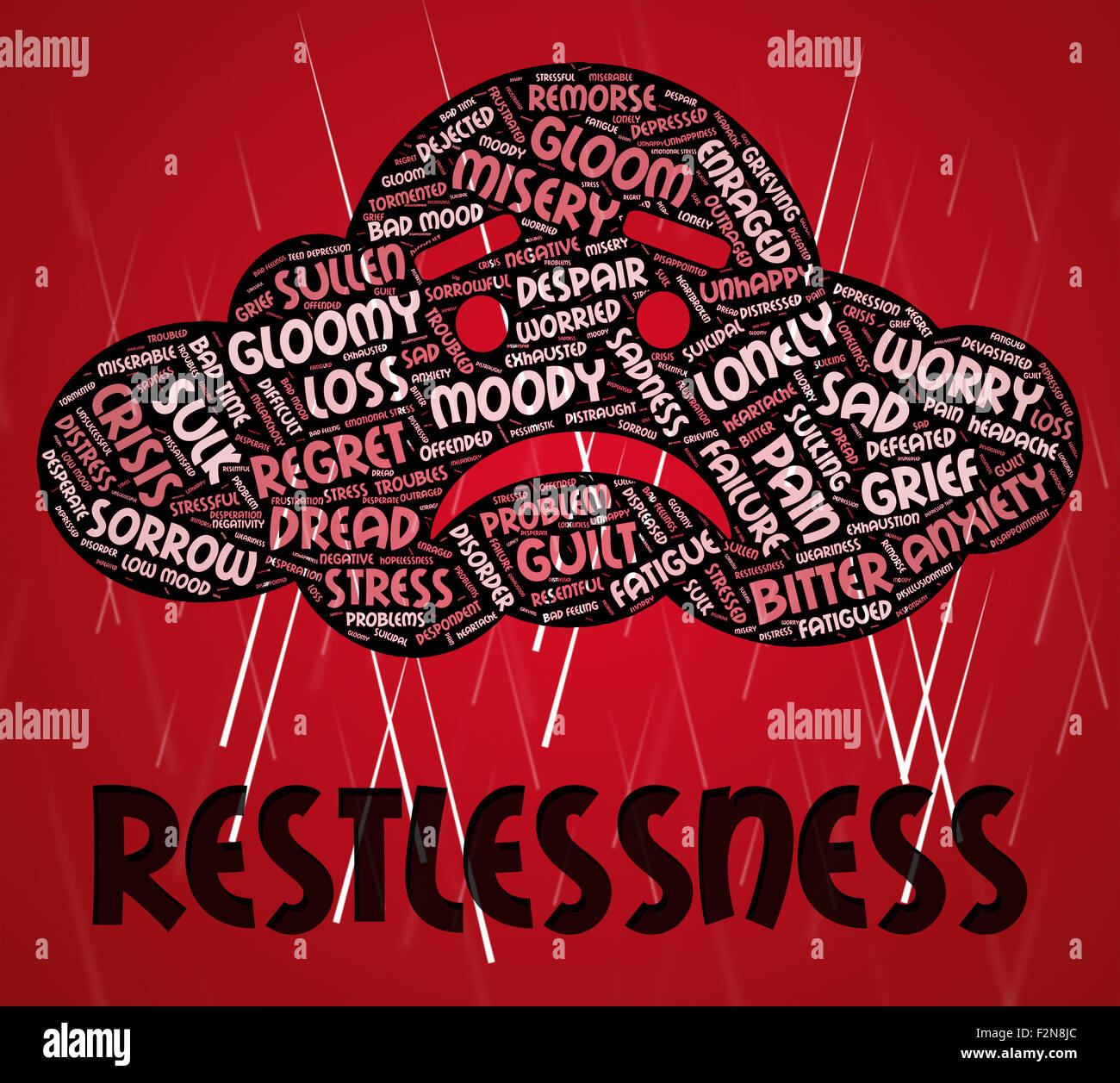 Restlessness Word Meaning Ill At Ease And Worked Up Stock Photo