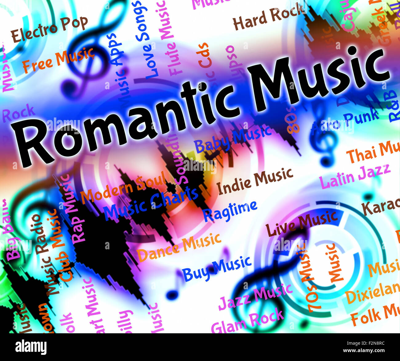 Romantic Music Meaning Sound Tracks And Tender Stock Photo - Alamy