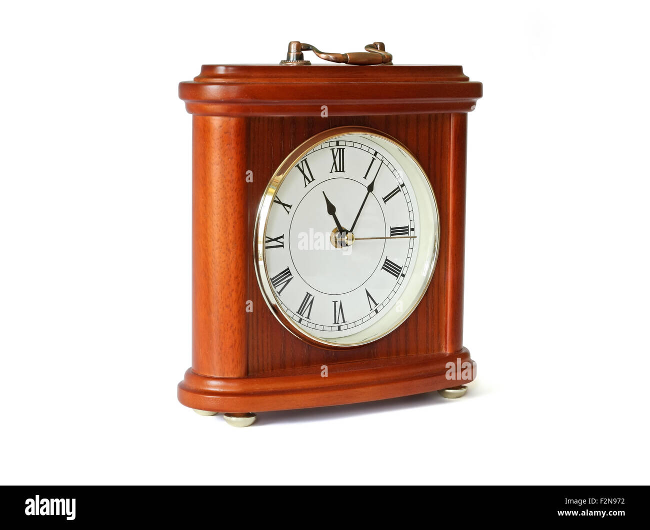 Quartz wooden table clock isolated with path Stock Photo Alamy