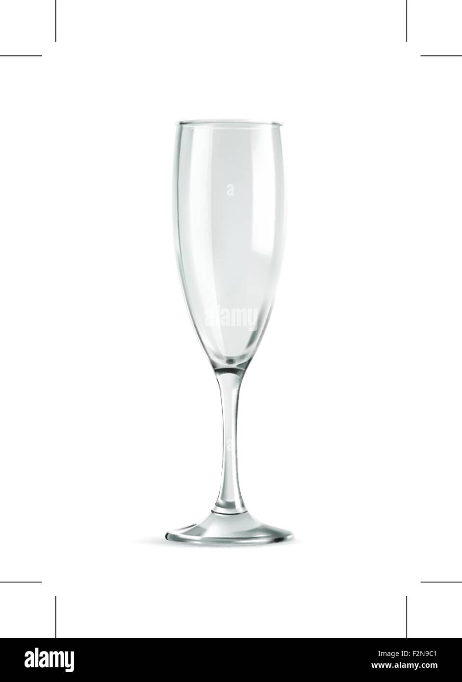 Champagne glass, empty, classic form, vector illustration isolated on a white background Stock Vector