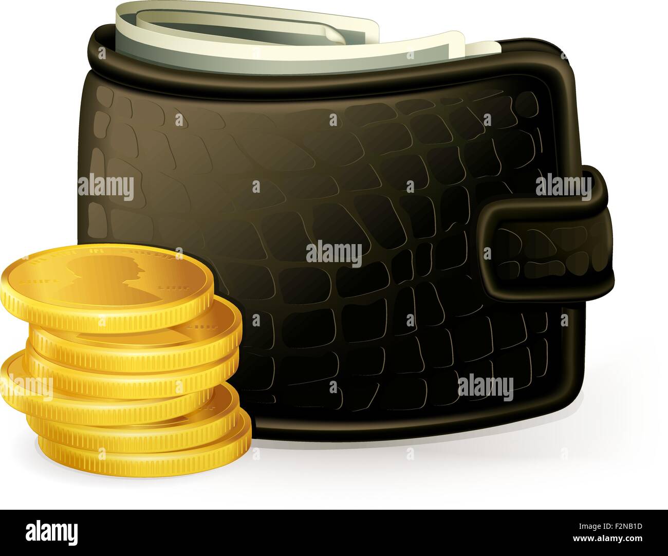 Wallet and coins, vector Stock Vector Image & Art - Alamy