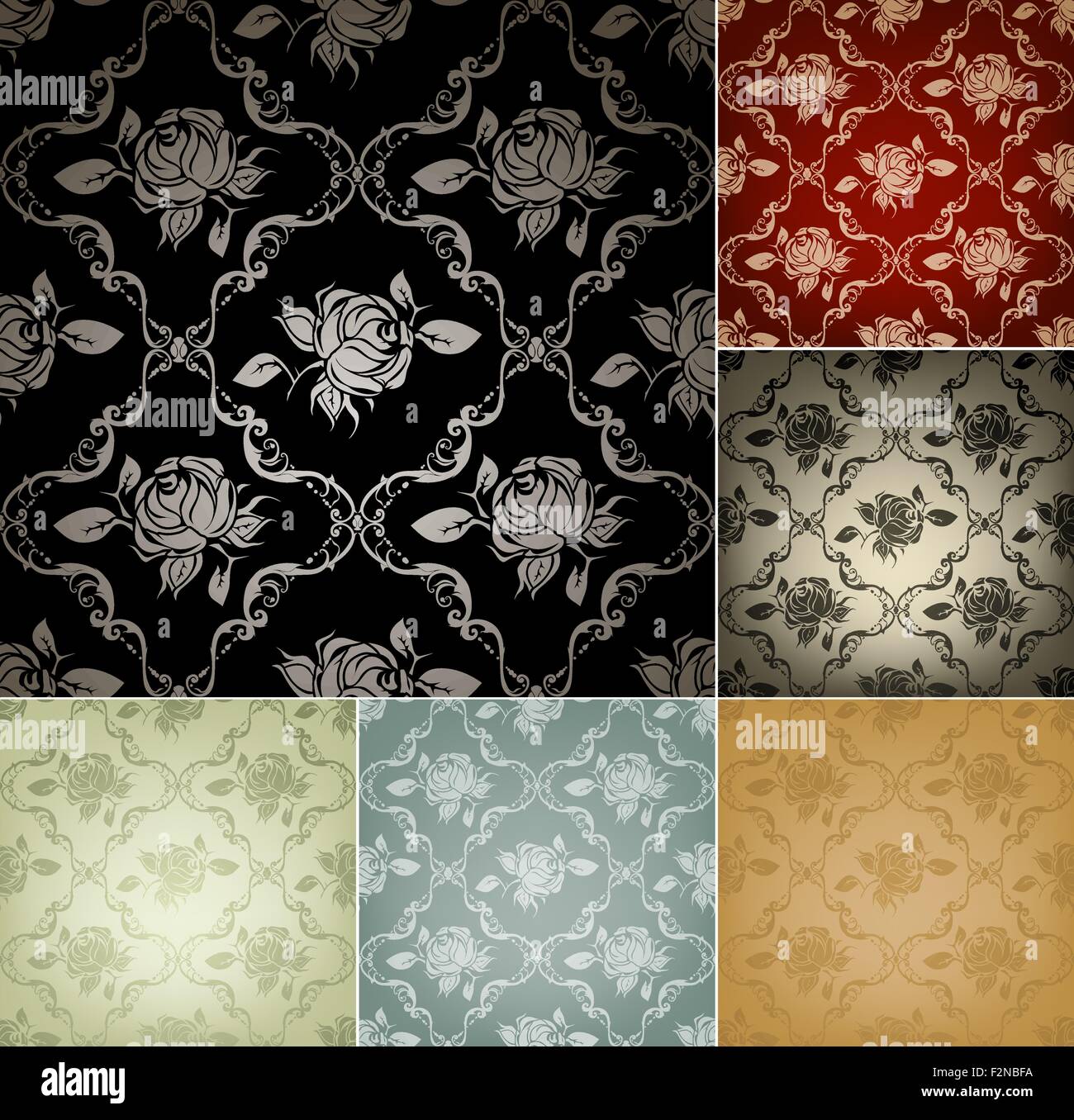 Seamless Pattern, set of six colors Stock Vector
