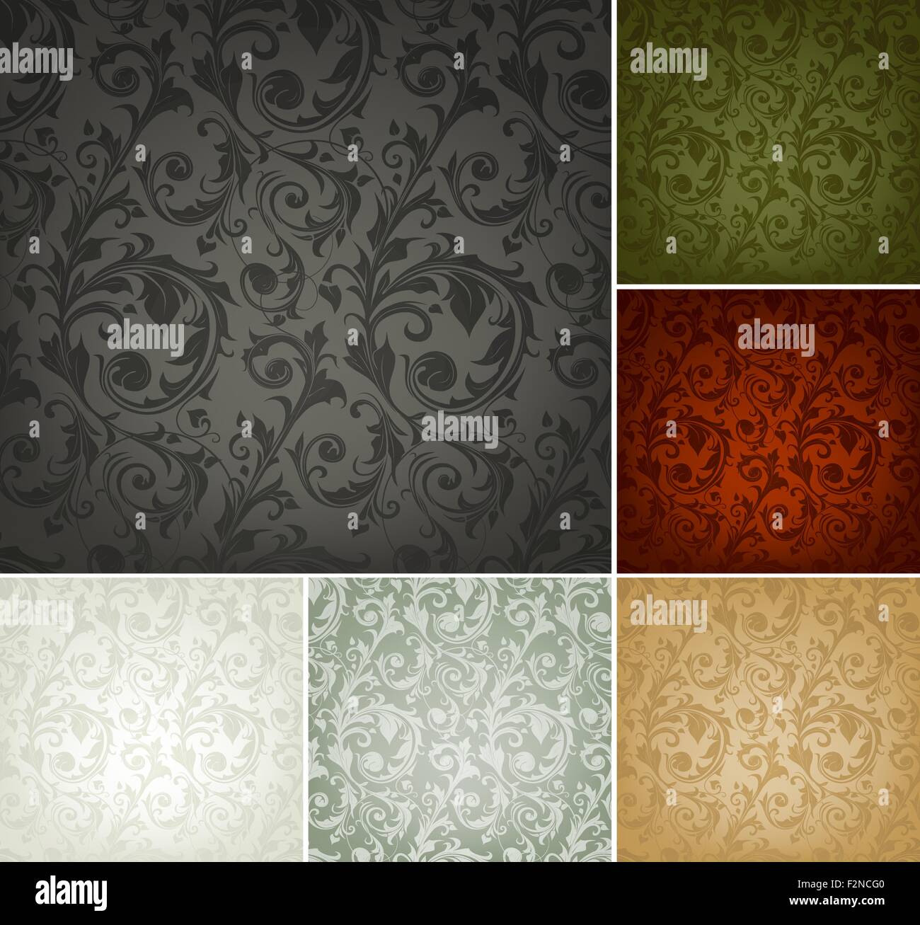 Seamless Wallpaper Pattern, set of six colors Stock Vector Image & Art ...