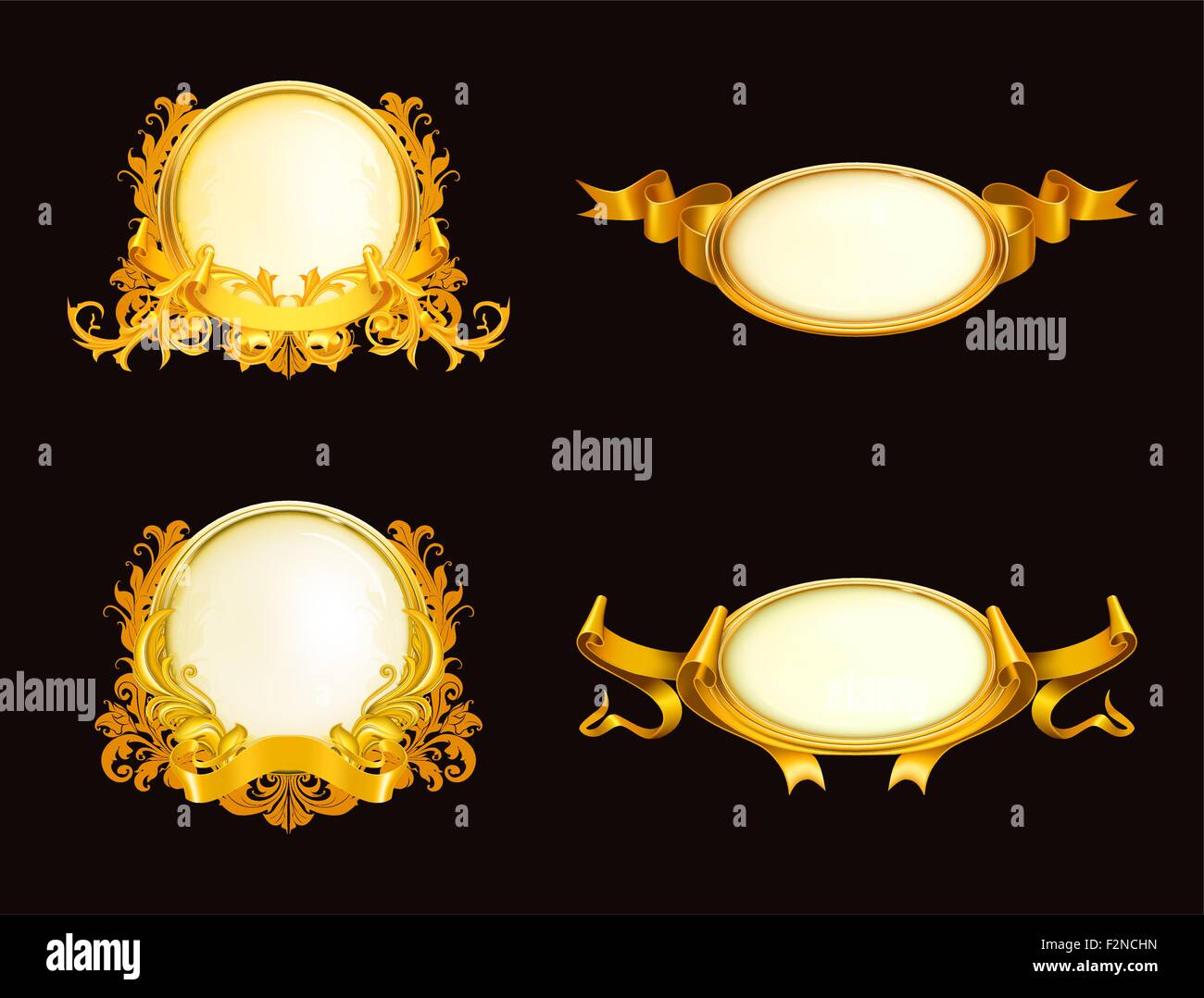 Set of vintage frames on black Stock Vector Image & Art Alamy