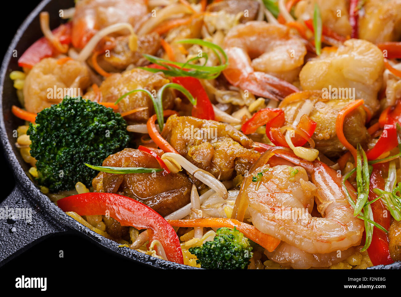 Shrimp seafood and vegetable closeup Stock Photo