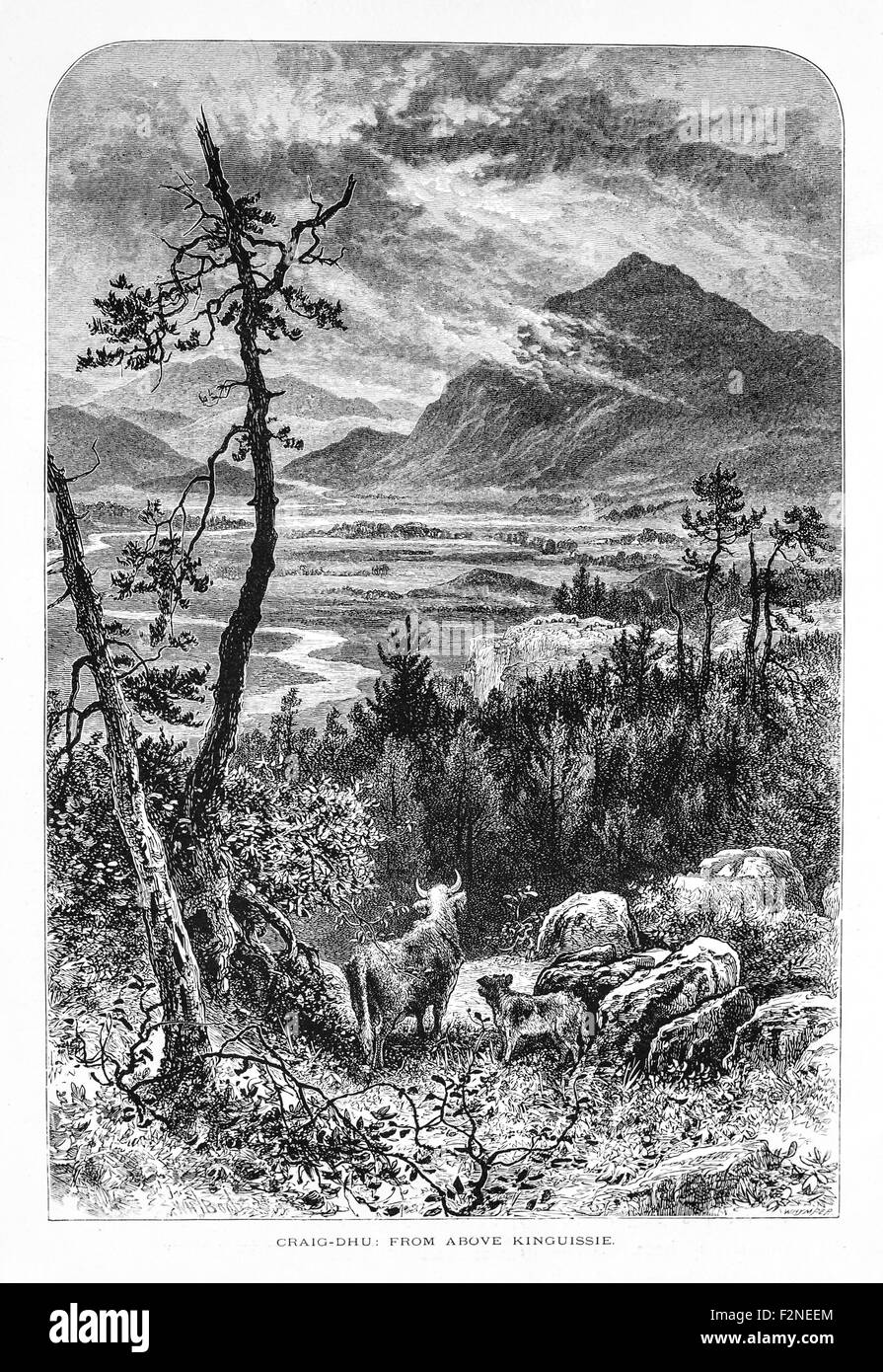 Craig-Dhu, Kingussie, Scotland  Illustration from 'The British isles - Cassell Petter & Galpin Part 6 Picturesque Europe. Picturesque Europe was an illustrated set of Magazines published by Cassell, Petter, Galpin & Co. of London, Paris and New York in 1877. The publications depicted tourist haunts in Europe, with text descriptions and steel and wood engravings by eminent artists of the time, such as Harry Fenn, William H J Boot, Thomas C. L. Rowbotham, Henry T. Green , Myles B. Foster, John Mogford , David H. McKewan, William L. Leitch, Edmund M. Wimperis and Joseph B. Smith. Stock Photo