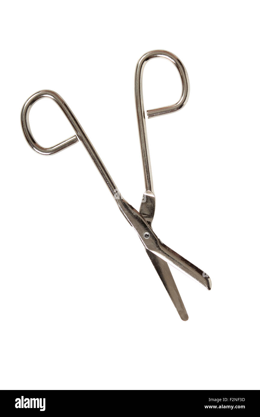First aid scissors bent. Isolated with clipping path Stock Photo Alamy