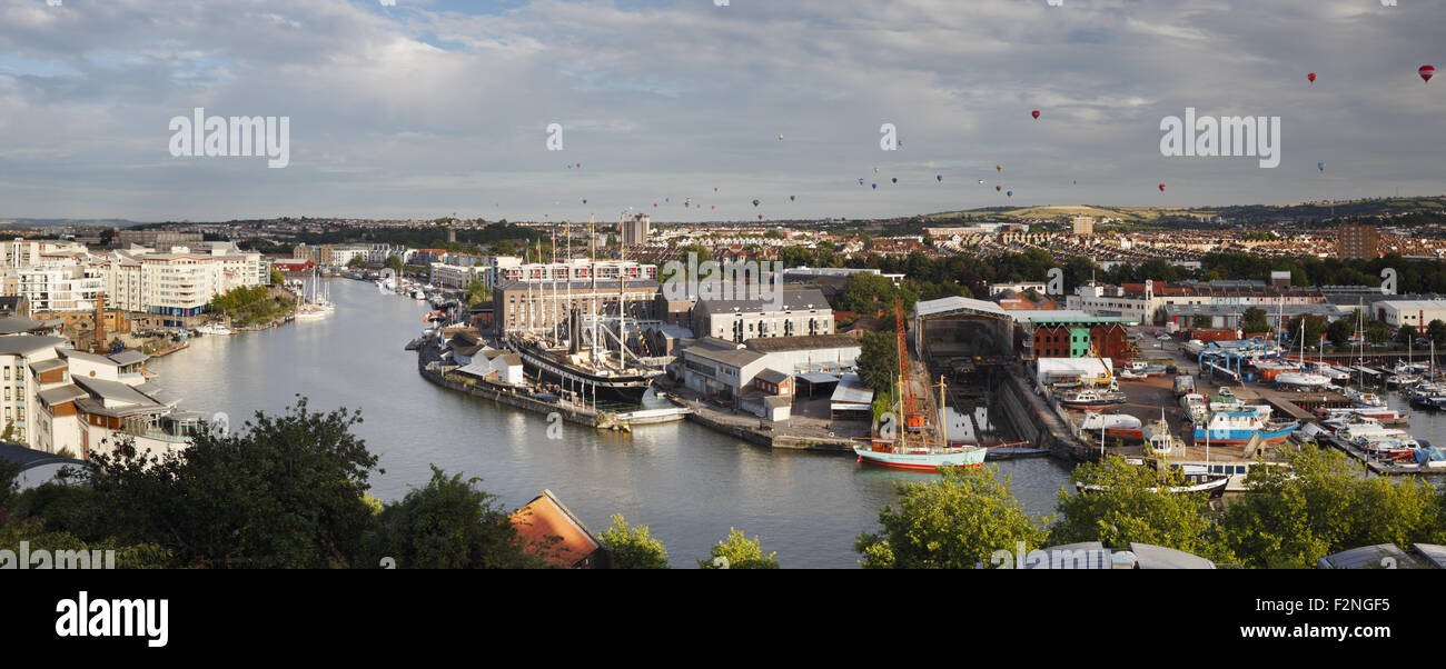 Hot Air Balloons over the Floating Harbour, Bristol. UK. Stock Photo