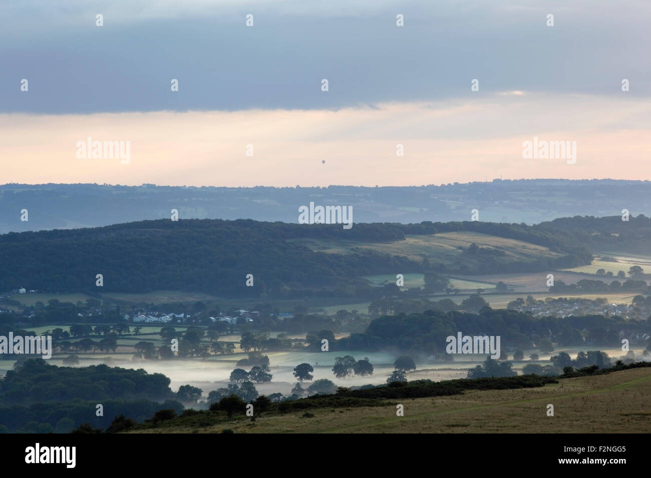 The Yeo Valley seen from The Mendip Hills. Somerset. UK. Stock Photo