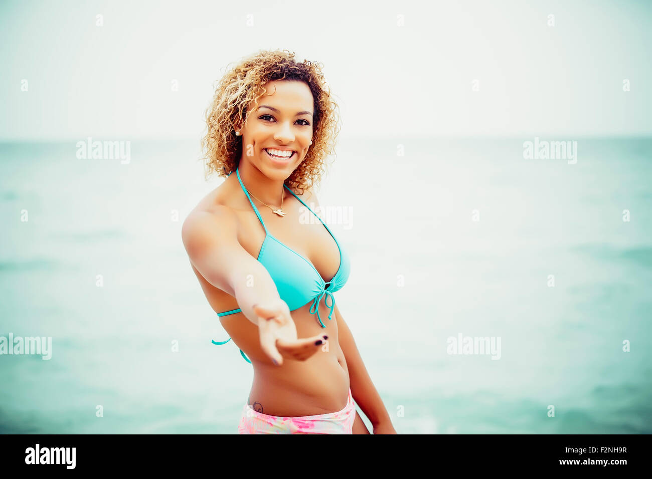 Blonde teenage girl bikini hi-res stock photography and images - Alamy