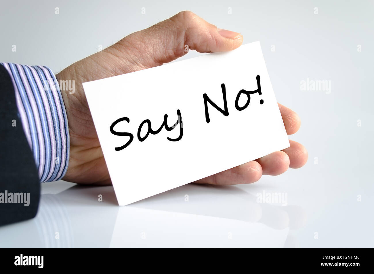 Say no text concept isolated over white background Stock Photo