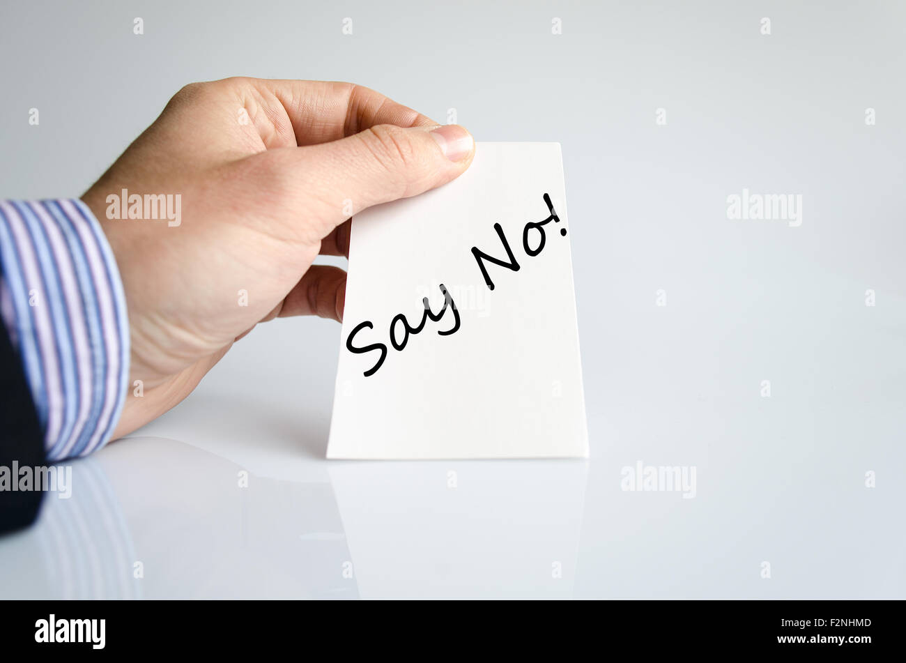 Say no text concept isolated over white background Stock Photo