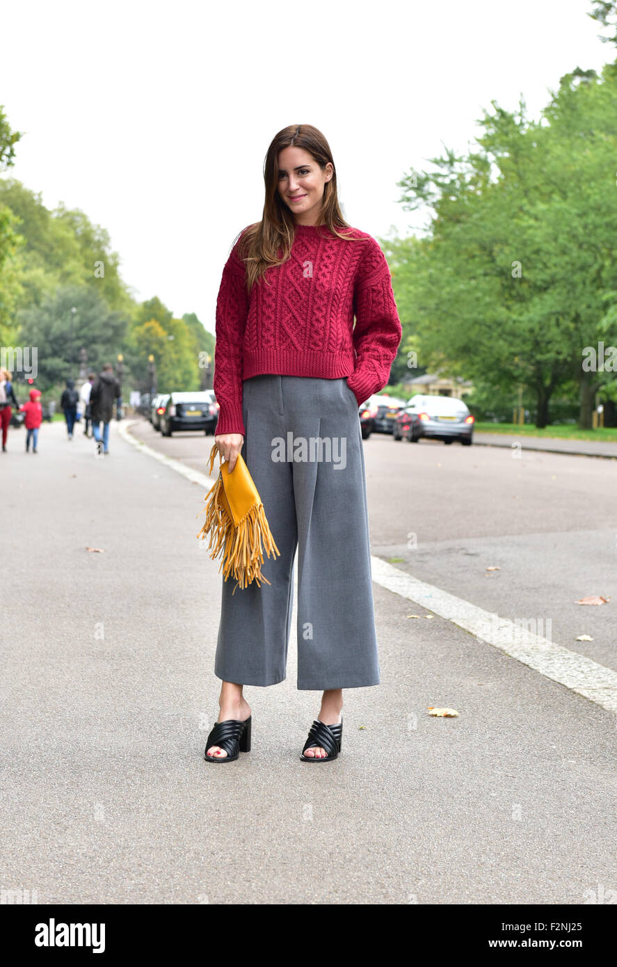 Blogger Gala Gonzalez arriving at the Burberry runway show during London Fashion Week - Sept 21, 2015 - Photo: Runway Manhattan/Celine Gaille ***For Editorial Use Only*** Stock Photo