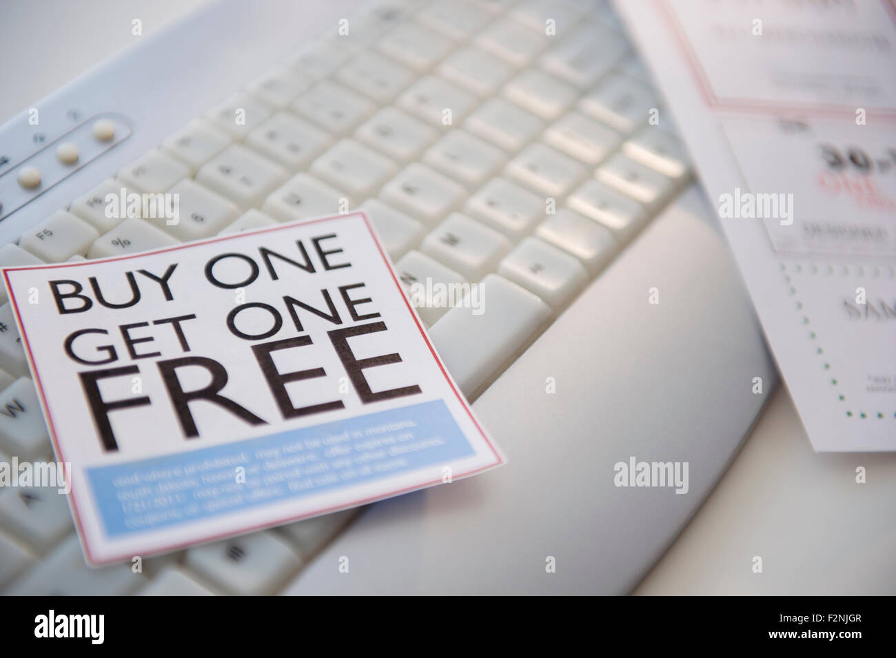 Sales sticker on computer keyboard Stock Photo