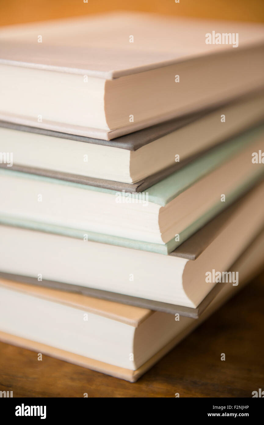 Close up of stack of books Stock Photo