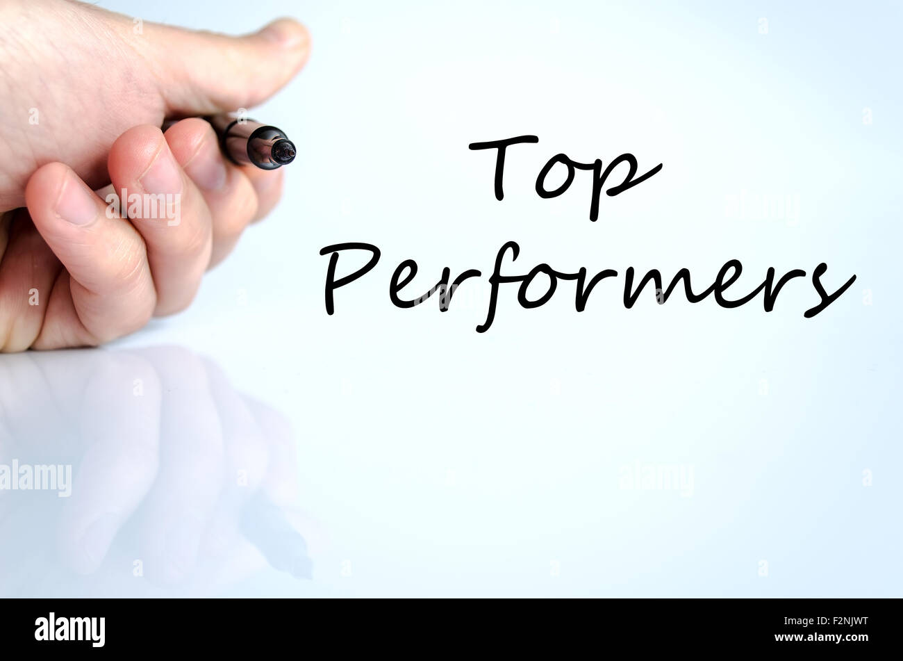 Top performers text concept isolated over white background Stock Photo