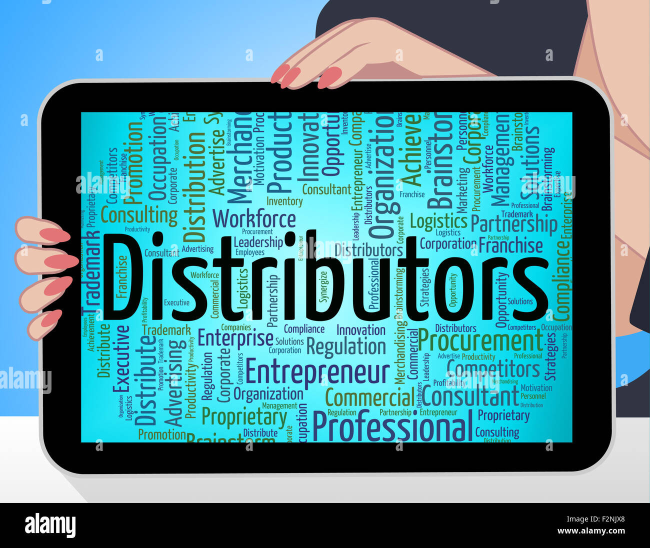 Distributors Word Indicating Supply Chain And Distributing Stock Photo
