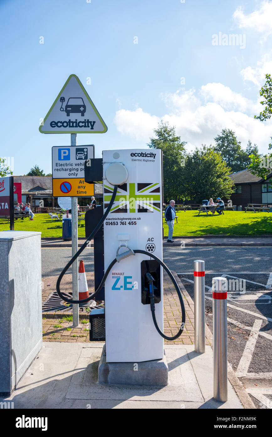 An electric vehicle charging point at Taunton Deane service Station M5