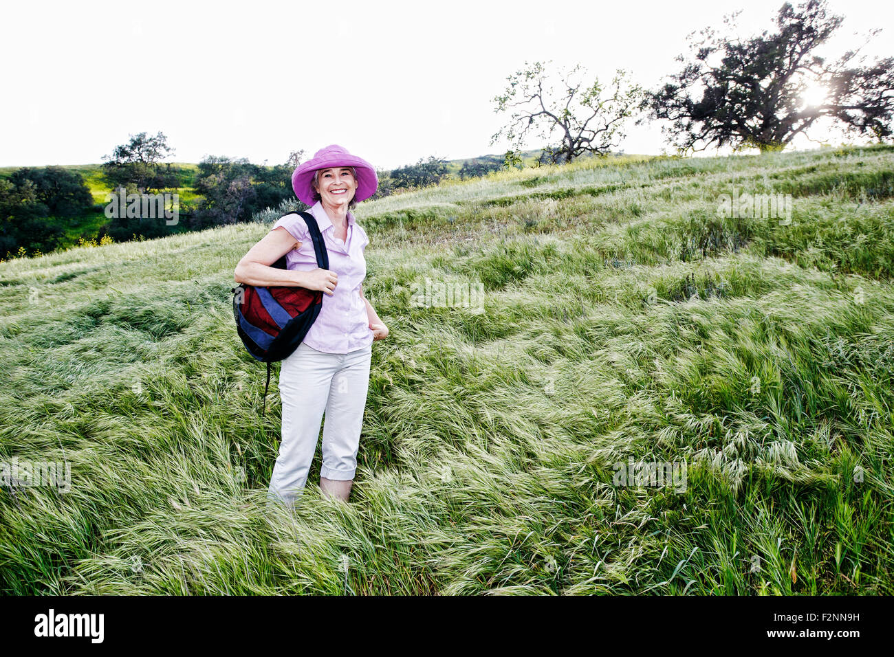 Elderly caucasian female hiking hi-res stock photography and images - Alamy