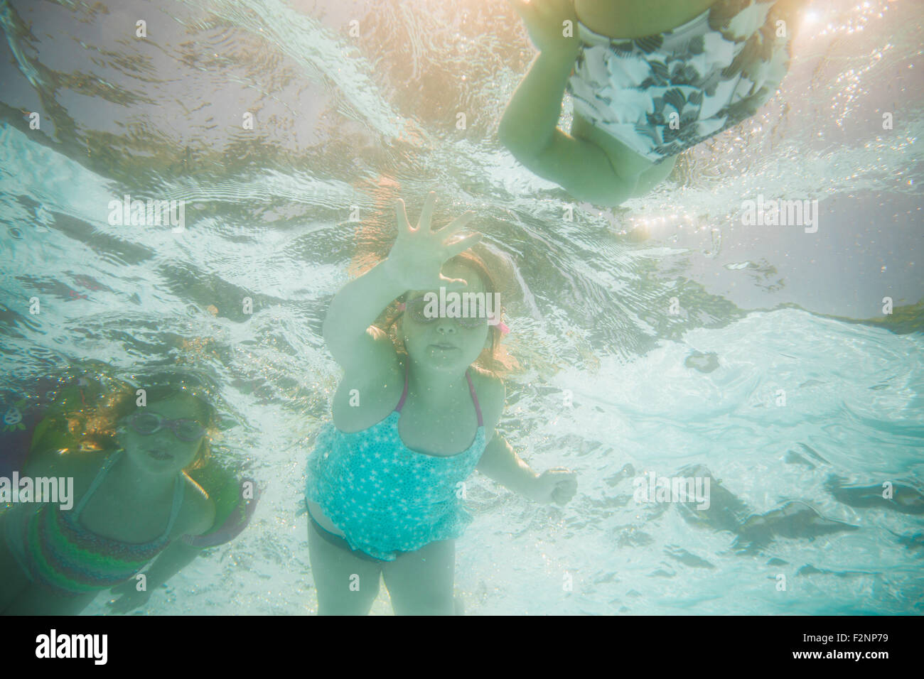 Caucasian children swimming underwater in swimming pool Stock Photo Alamy