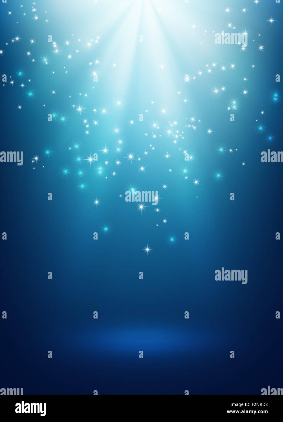 Shiny blue background with starlight raining down Stock Photo