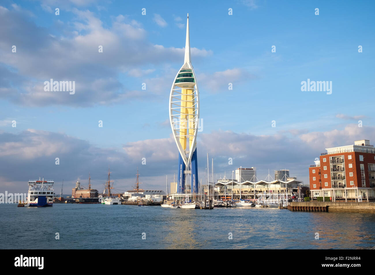 An evening shot of Portsmouth (Emirates) Spinnaker Tower from Old Portsmouth Stock Photo