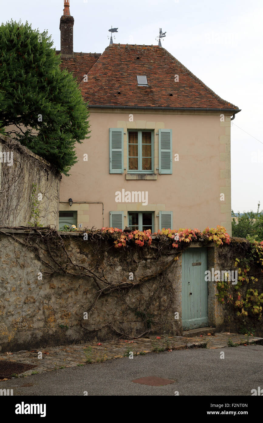 Town house  and wall in Ruelle Saint Jean, Mortagne au Perche, Orne, Basse Normandy, France Stock Photo