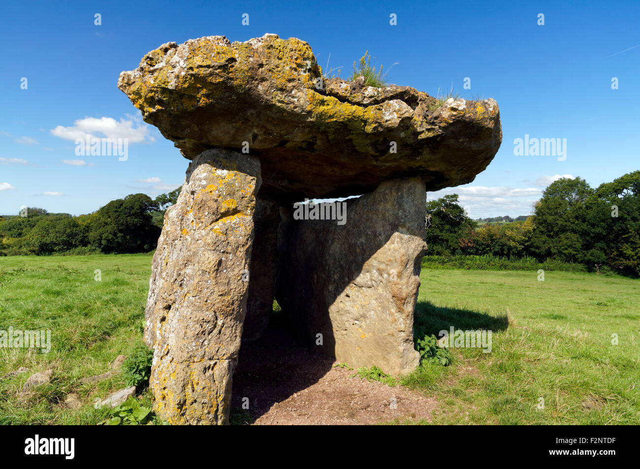 Maes Y Felin or St Lythans burial chamber, Vale of Glamorgan, South Wales, UK. Stock Photo