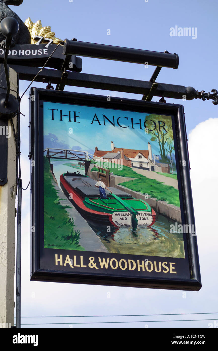 The Anchor, Pub Restaurant, in Pyrford Lock, Wisley, Surrey, UK Stock