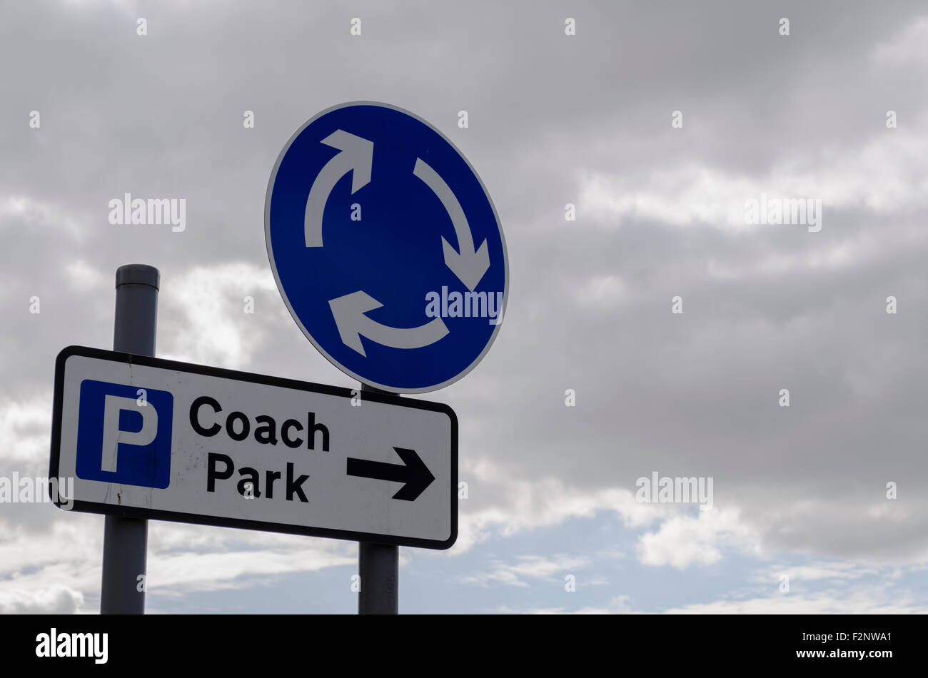 A coach parking sign this way to park, UK Stock Photo 87762025 Alamy