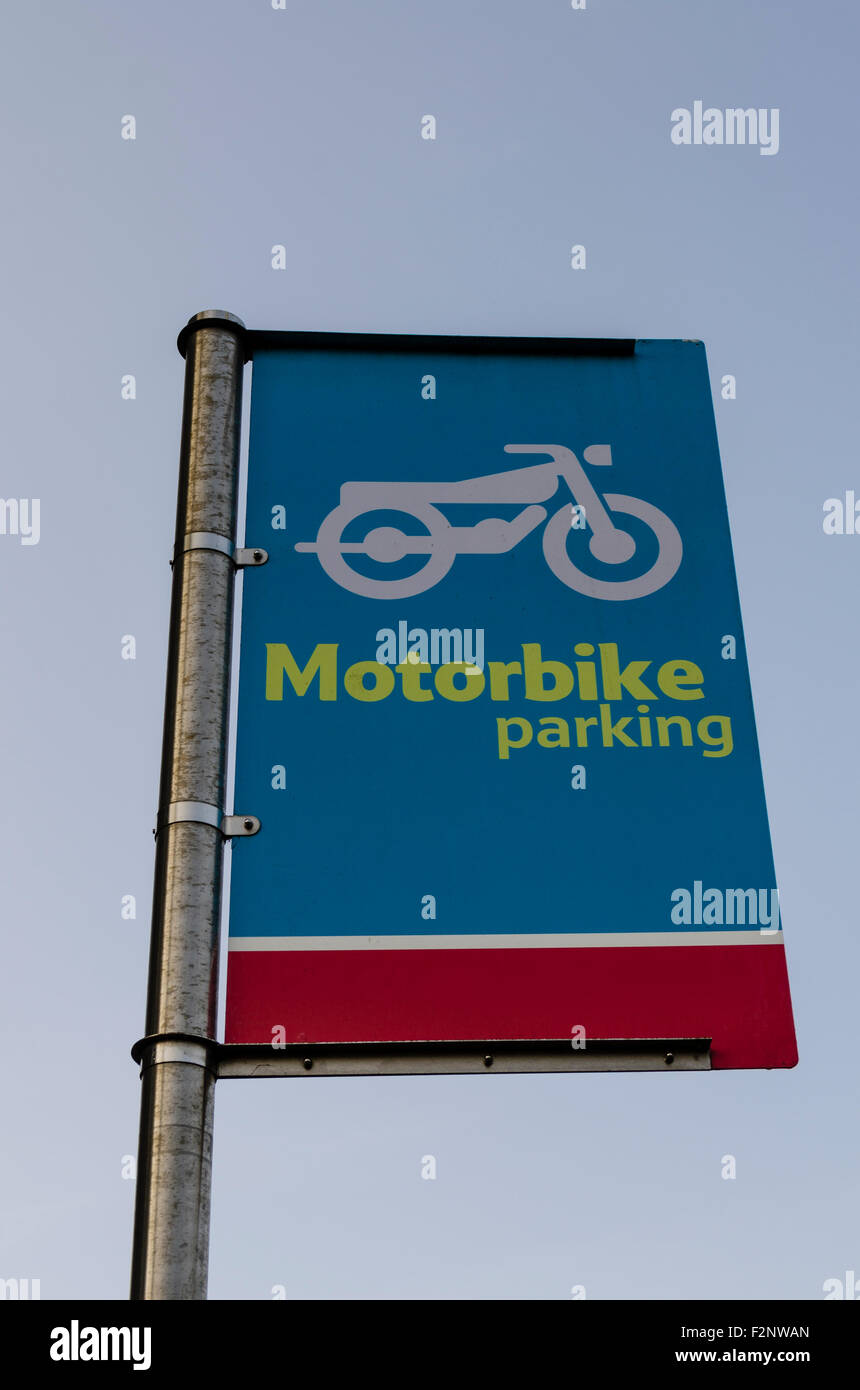 Motorbike Parking Sign Motorcycle Park Council Sign Stock Photo