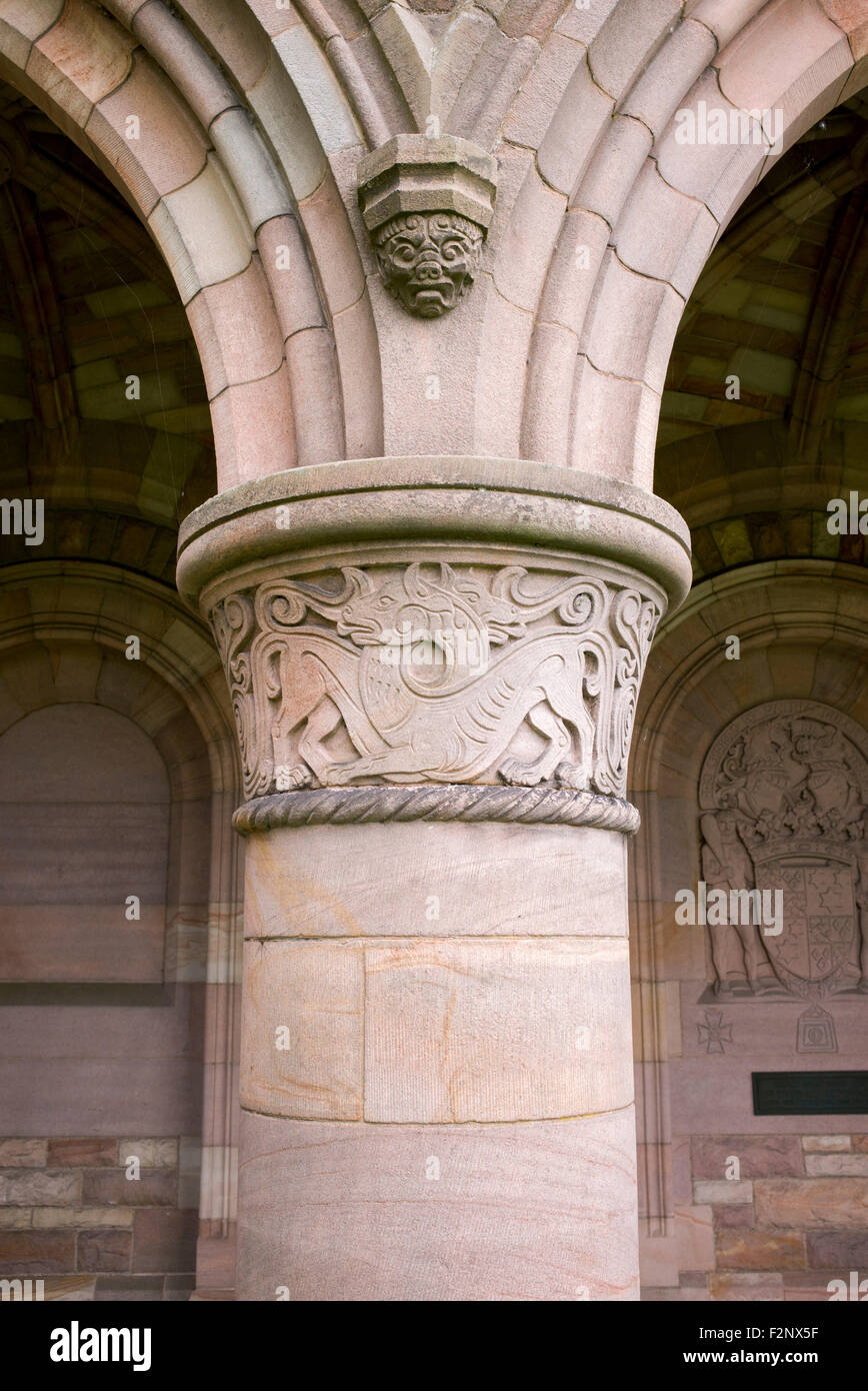 The Roxburghe Memorial Cloister pillar detail. Kelso abbey. Scotland Stock Photo