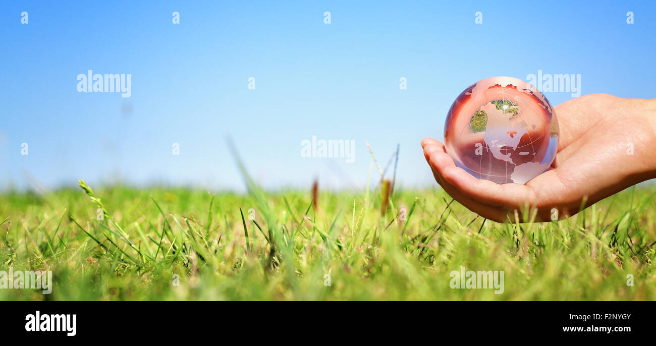 Earth in hand,concept for environment. Stock Photo