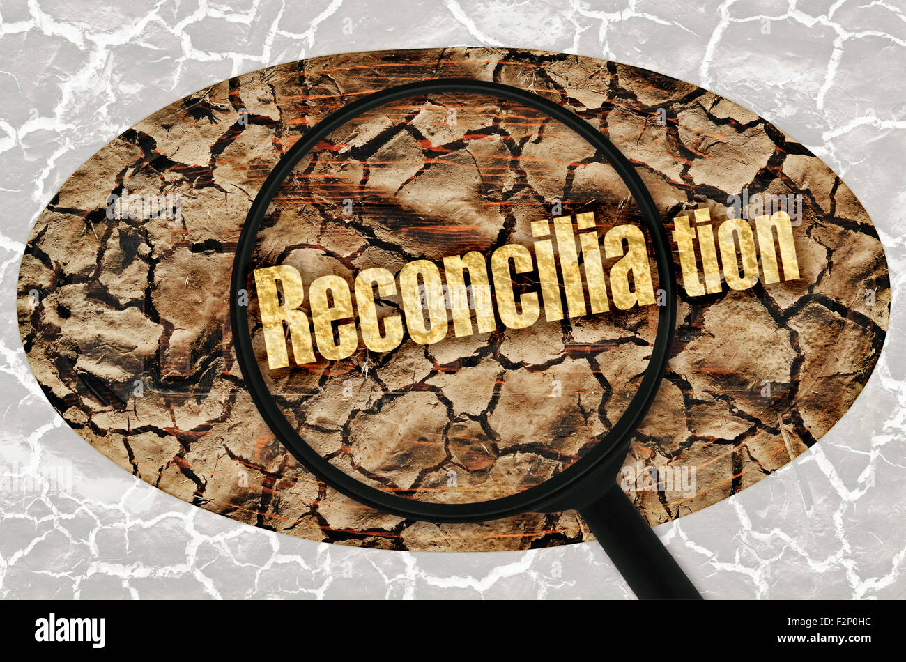 Word Reconciliation under a magnifier on abstract background Stock Photo