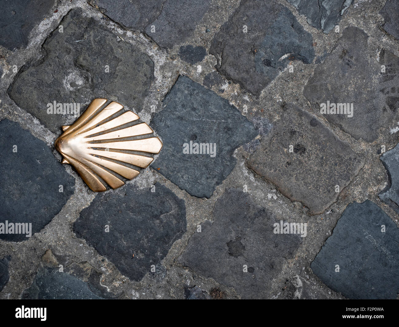 The Way Shell Santiago way shell symbol at floor Stock Photo - Alamy