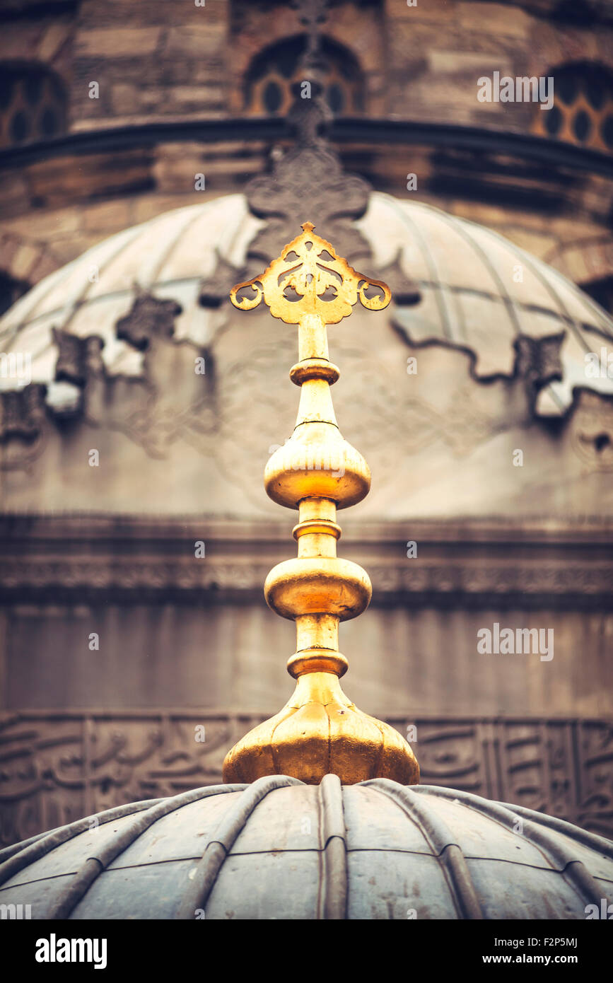 Turkey, Istanbul, New mosque, golden ornamentation Stock Photo