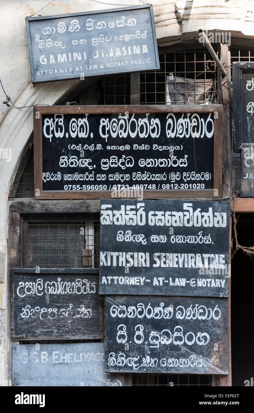 Sign Boards of Lawyer Offices in Kandy, Sri Lanka Stock Photo Alamy