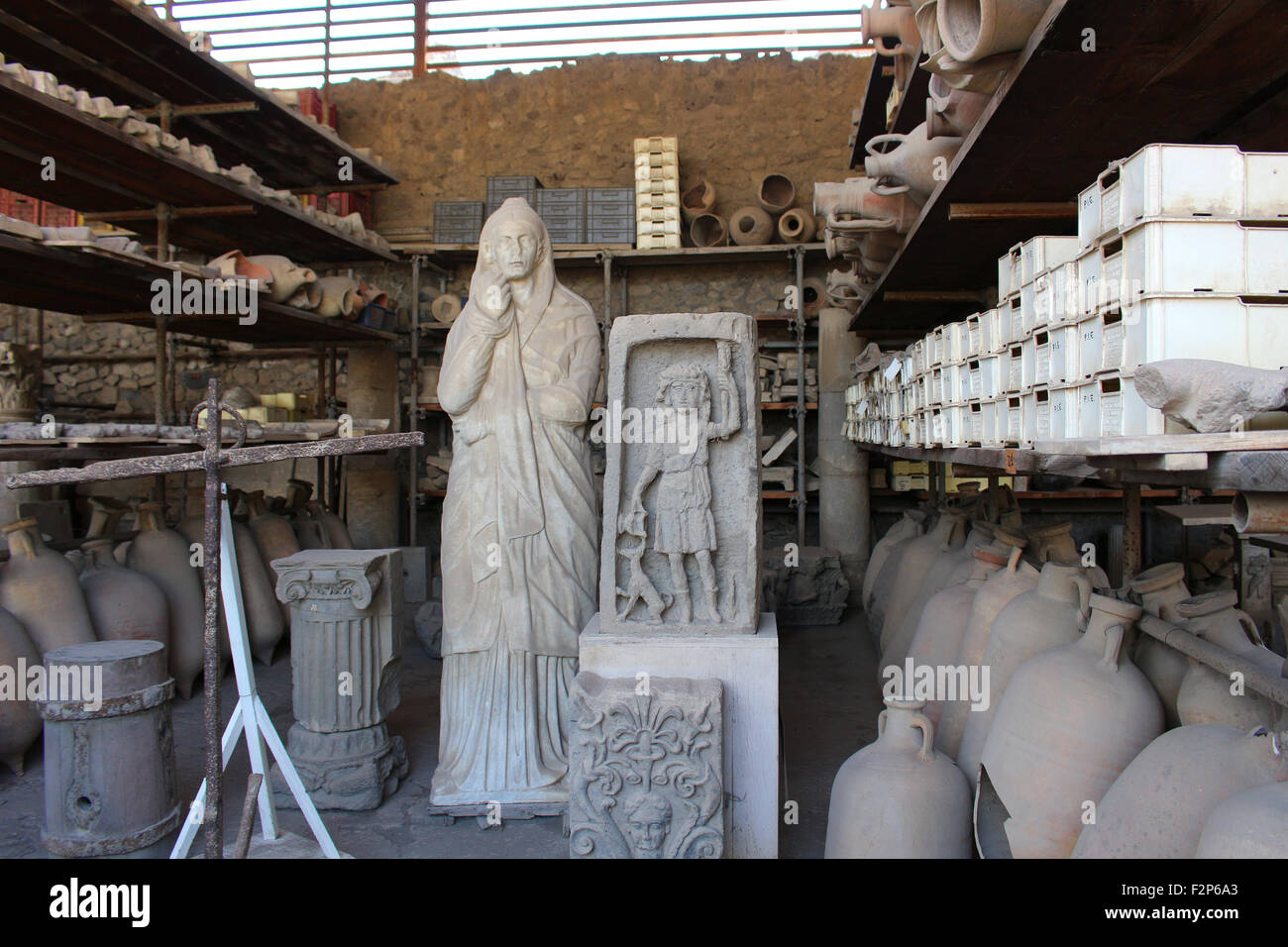 POMPEII, ITALY, JUNE 26, 2015: Ancient artifacts found in the ruins of the old city of Pompeii, Italy Stock Photo