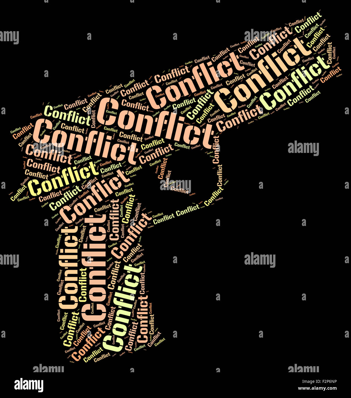 Conflict Word Indicating Armed Conflicts And Text Stock Photo