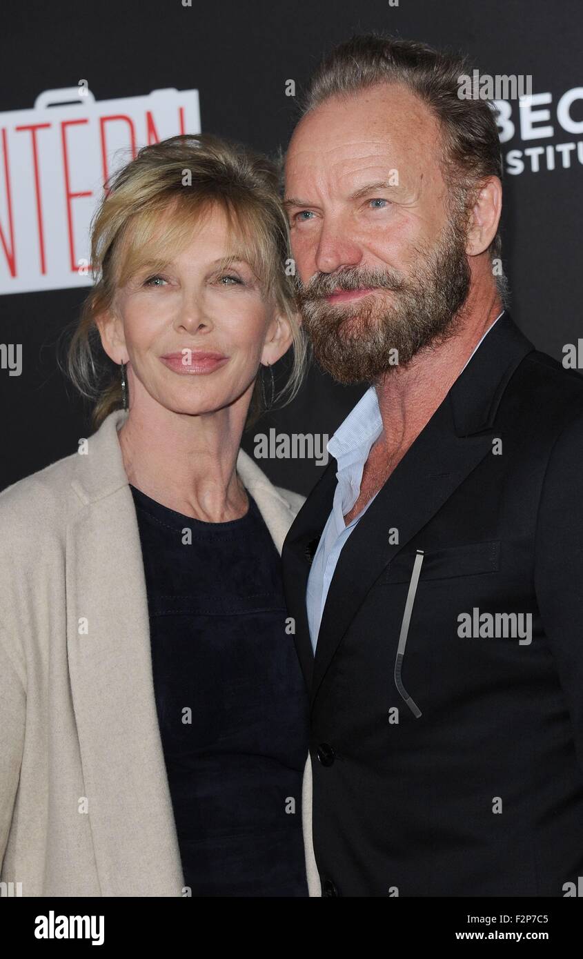 Trudie Styler, Sting at arrivals for THE INTERN Premiere, Ziegfeld Theatre, New York, NY September 21, 2015. Photo By: Kristin Callahan/Everett Collection Stock Photo