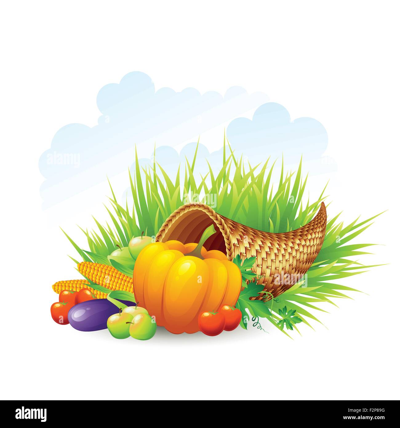 Thanksgiving Card wicker basket background. Vector illustration Stock ...