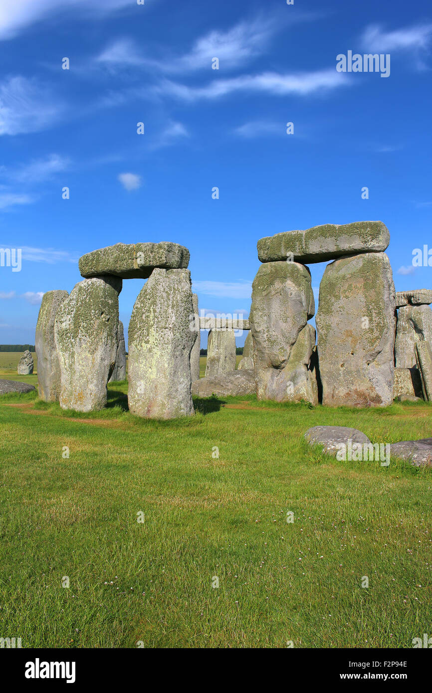 Stonehenge under a blue sky Stock Photo