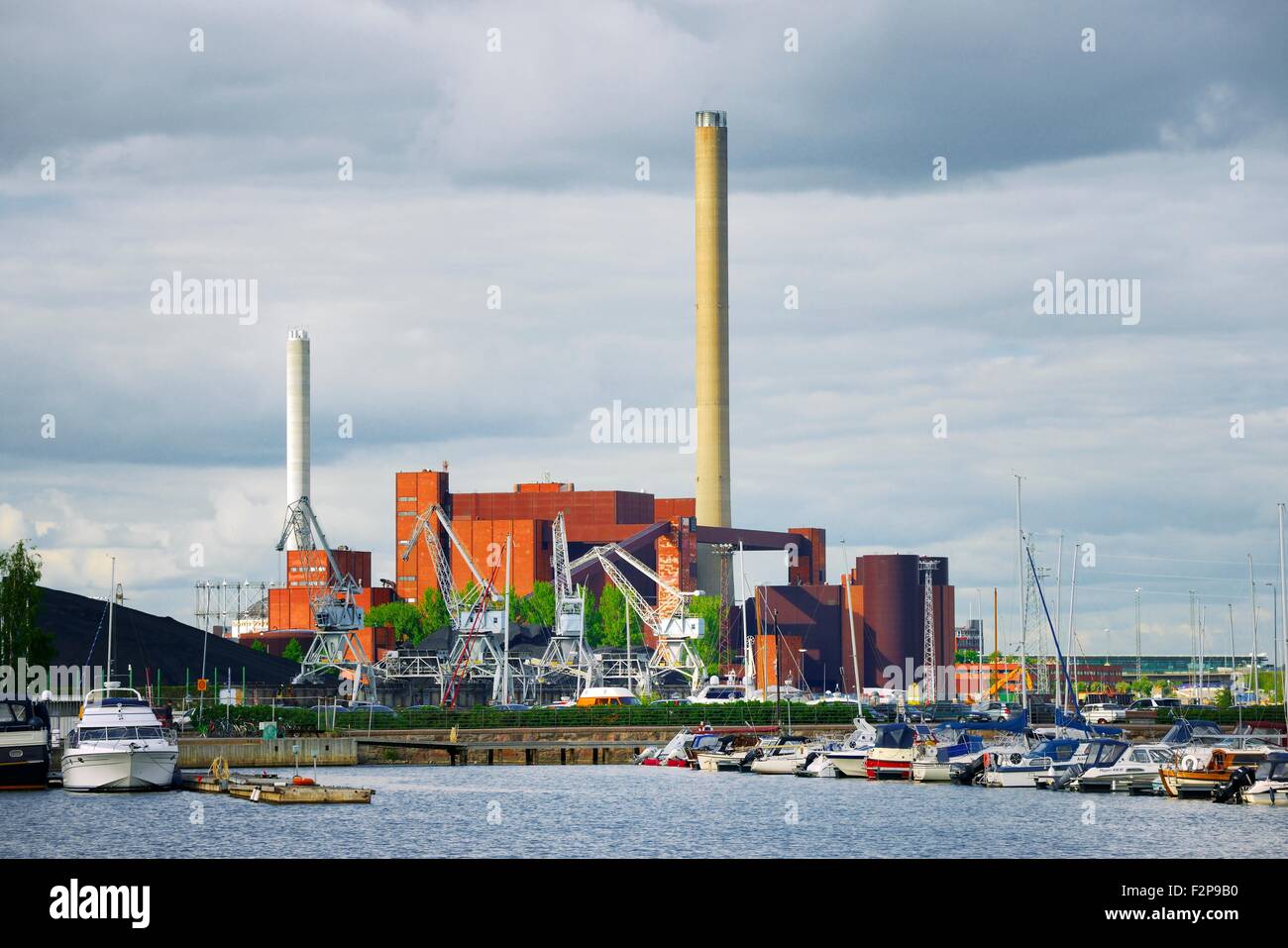 Helsinki, Finland. The Hanasaari B coal fired electricity generation power plant Stock Photo