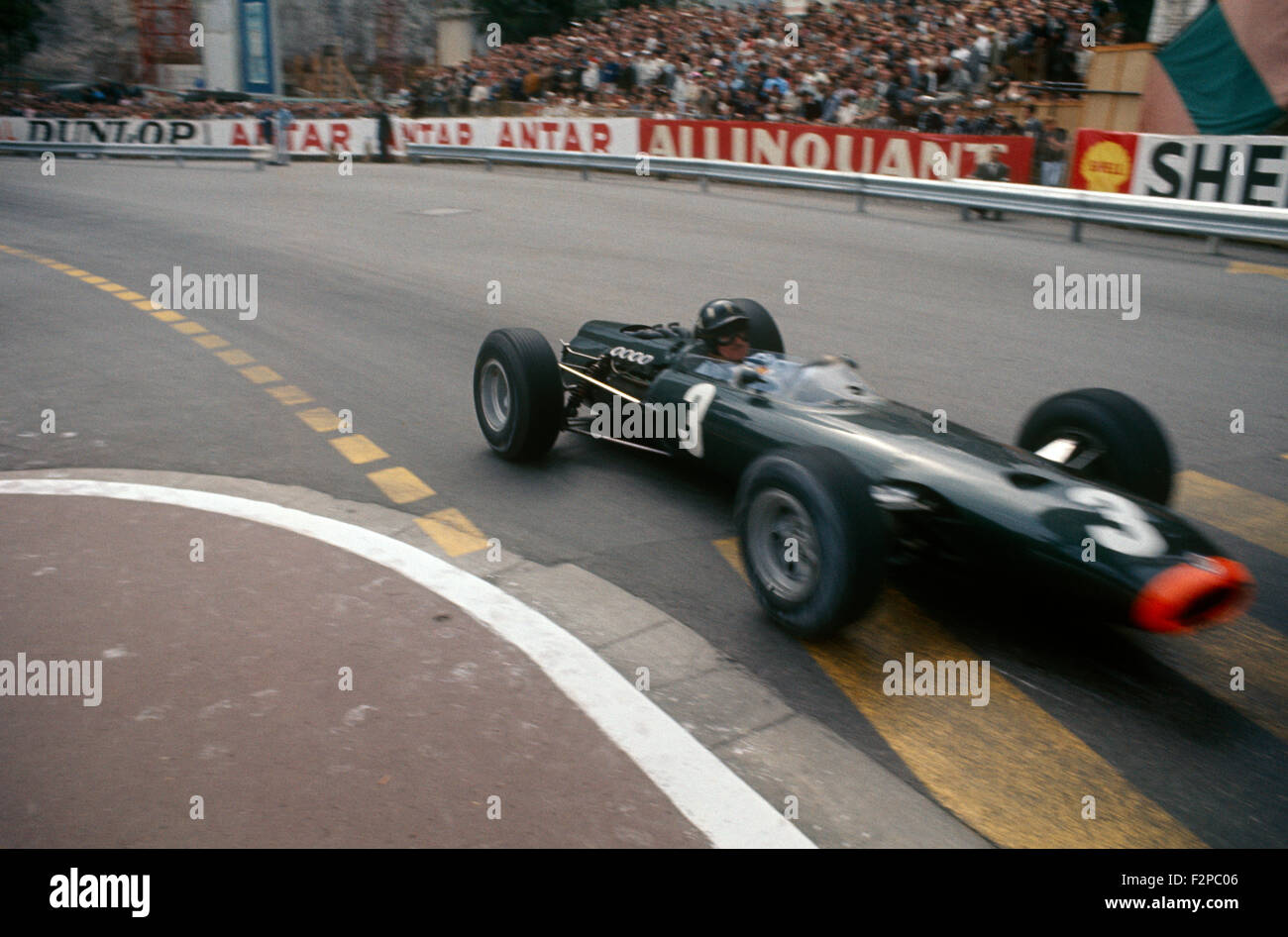 Graham Hill in his BRM racing car 1960s Stock Photo