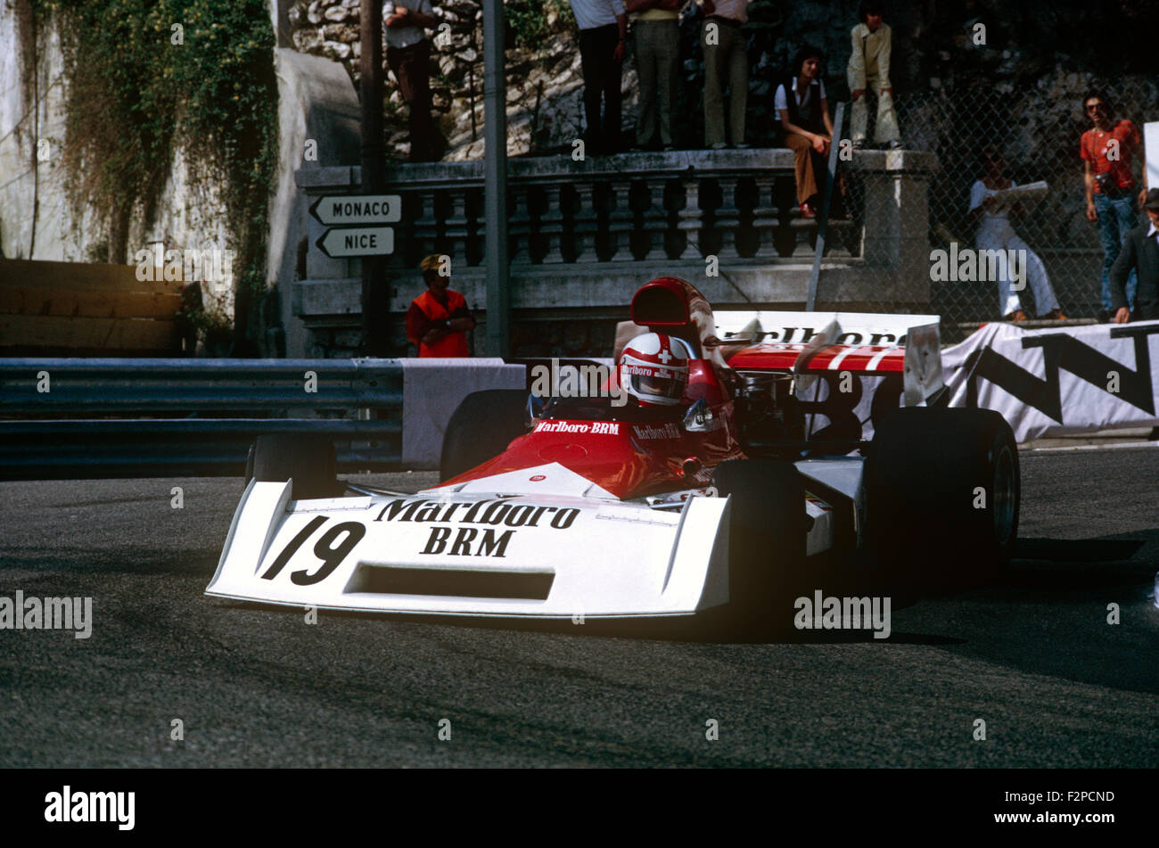 Clay Regazzoni in a Marlboro BRM at the Monaco GP 1973 Stock Photo