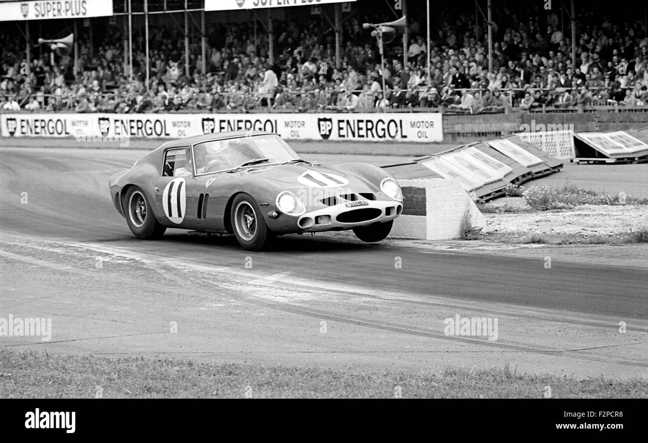 Graham Hill in a Ferrari GTO racing in the Goodwood Tourist Trophy 1963 Stock Photo