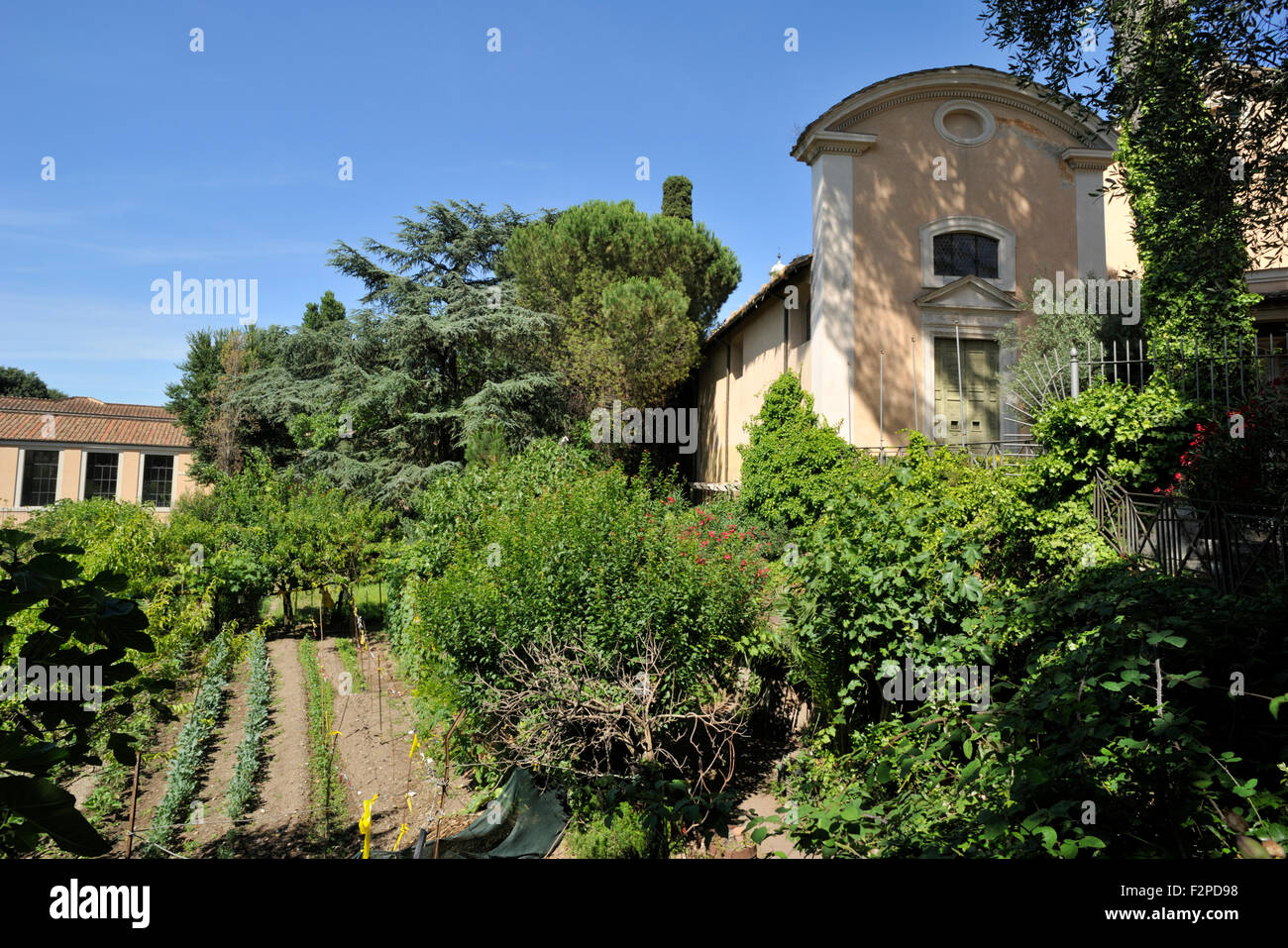 italy, rome, celio, oratory of sant'andrea al celio, vegetable garden and chapel of santa barbara Stock Photo