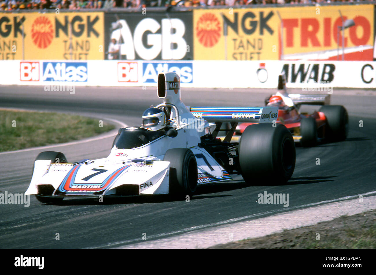 Carlos Reutemann in a Brabham BT44B at the Swedish GP at Scandinavian Raceway 1975 Stock Photo